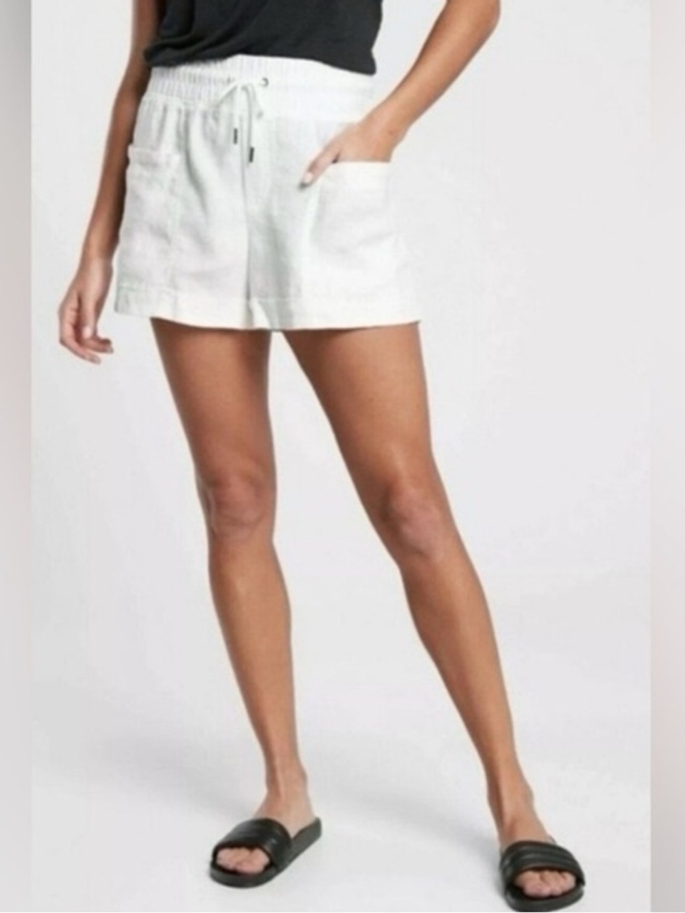 Athleta Cabo Linen Drawstring Shorts